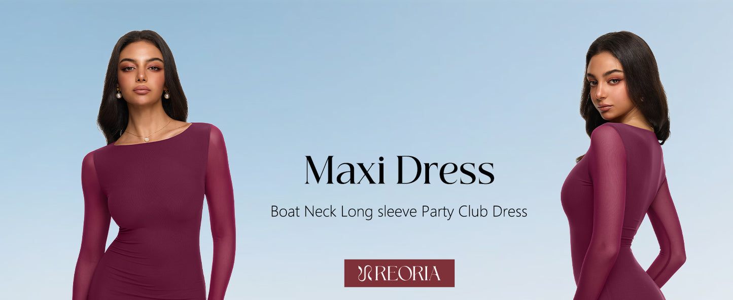 REORIA Sheer Long Dress