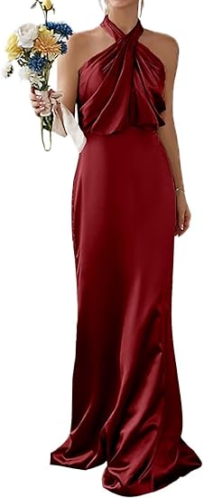 Mars Road Halter Neck Satin Dress
