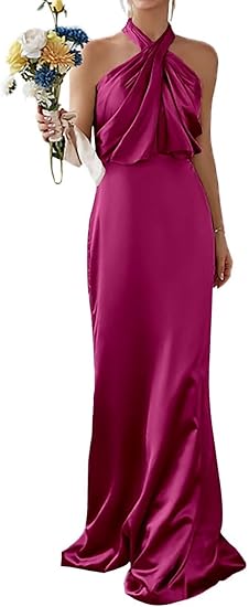 Mars Road Halter Neck Satin Dress