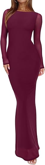 REORIA Sheer Long Dress