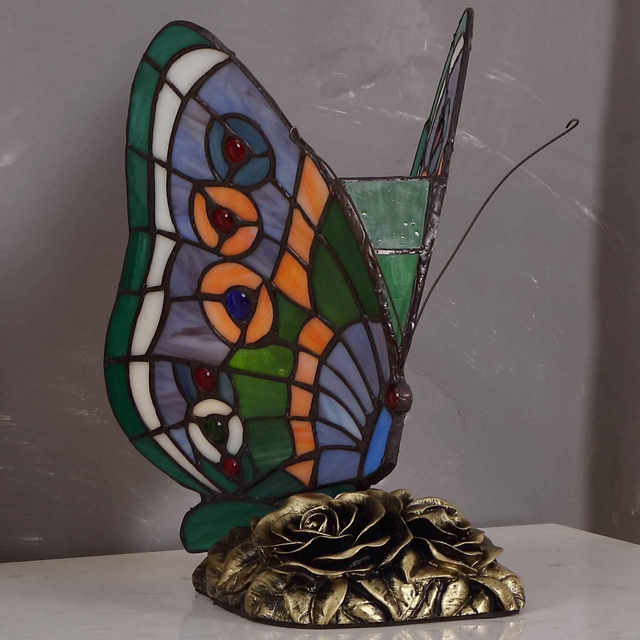 Butterfly Tiffany Style-Stained Glass Accent Table Lamp