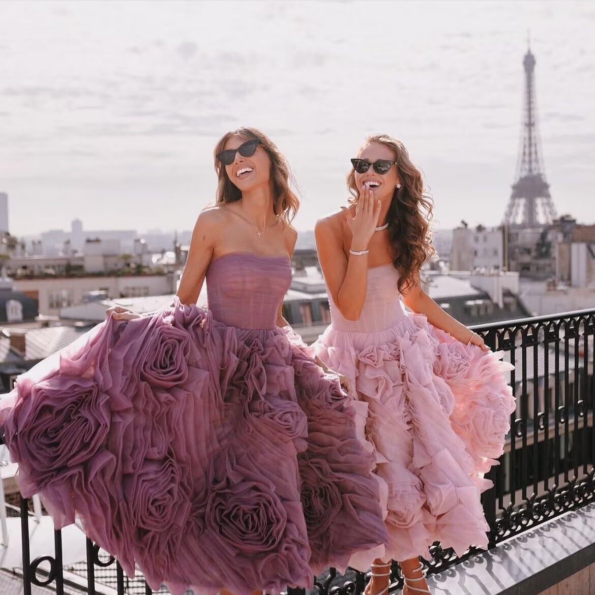 Organza Strapless Evening Gown