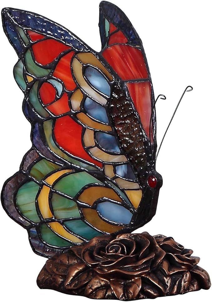 Butterfly Tiffany Style-Stained Glass Accent Table Lamp