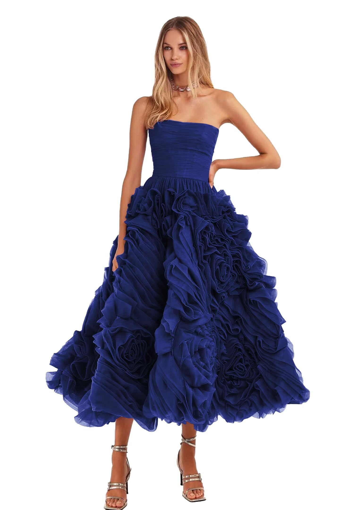 Organza Strapless Evening Gown
