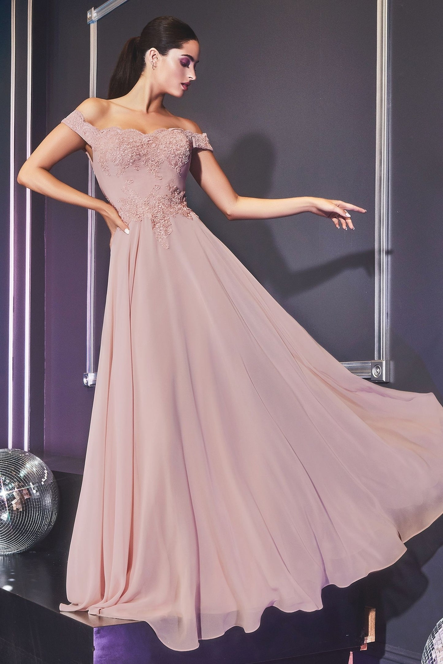 Lace Bodice and Flowy Chiffon Dress