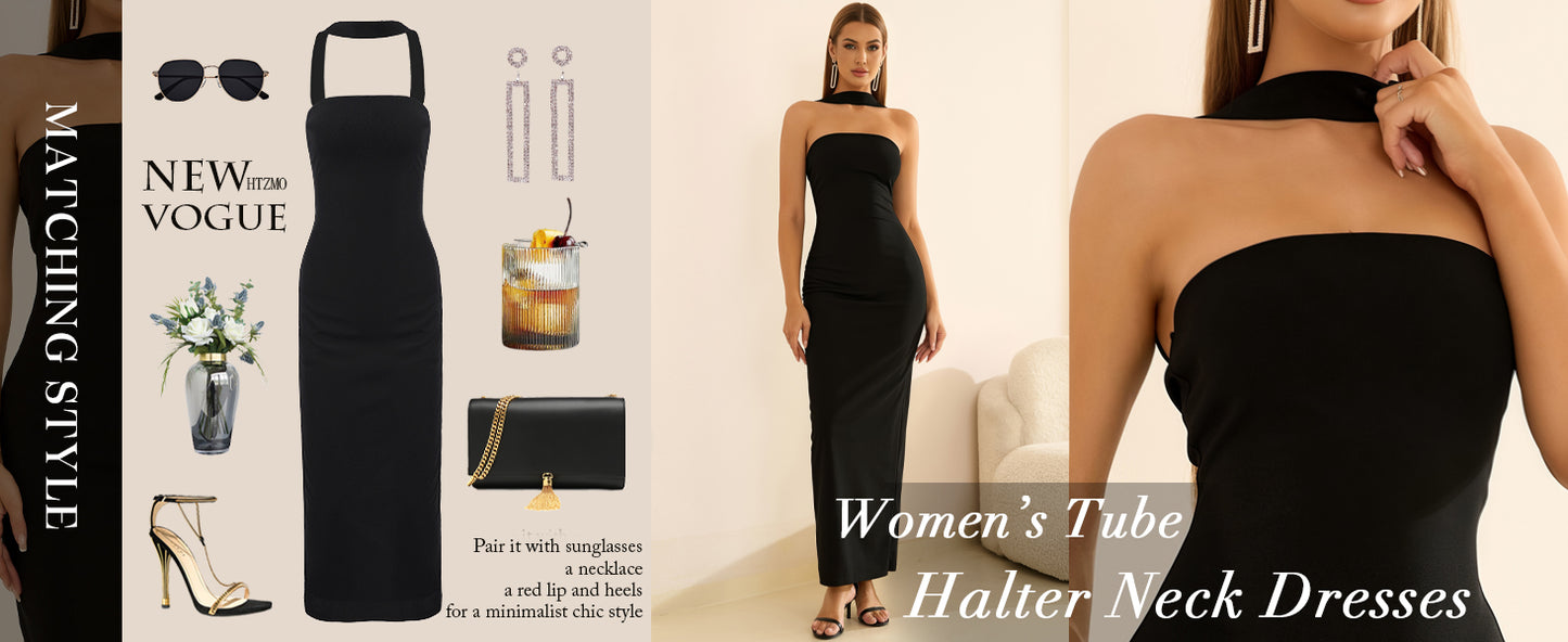 Elegant Halter Cocktail Party Dress