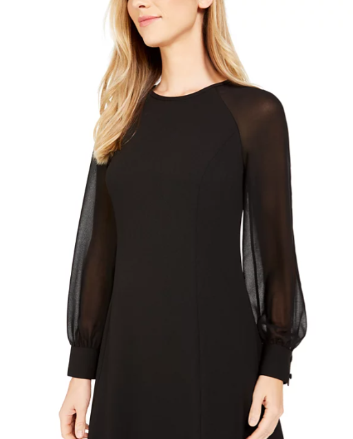 Calvin Klein Illusion-Sleeve A-Line Dress