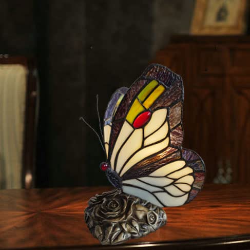 Tiffany Style Blue Fairy Butterfly Nightstand Table Lamps