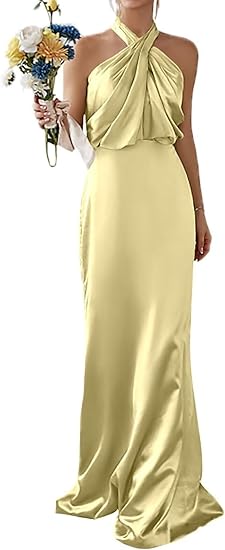 Mars Road Halter Neck Satin Dress