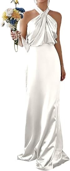 Mars Road Halter Neck Satin Dress