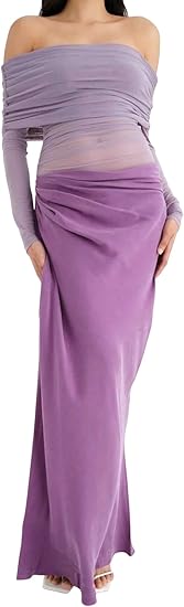 Sheer Off Shoulder Evening Dress