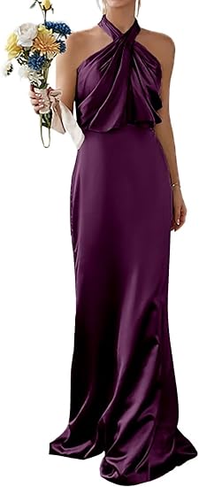 Mars Road Halter Neck Satin Dress
