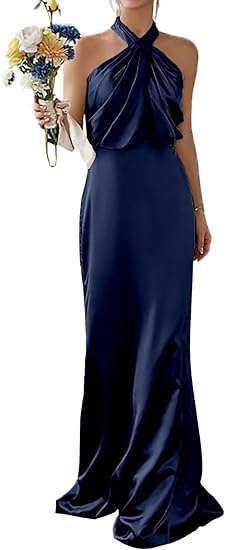 Mars Road Halter Neck Satin Dress