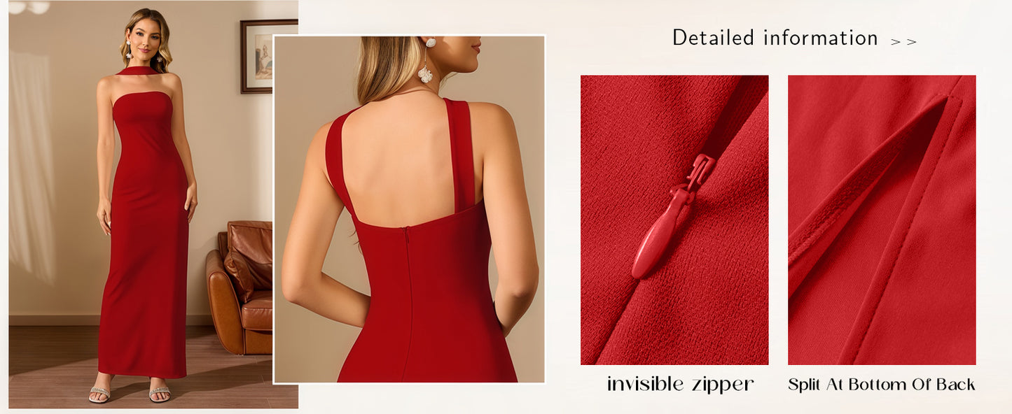 Elegant Halter Cocktail Party Dress
