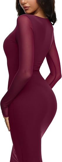 REORIA Sheer Long Dress
