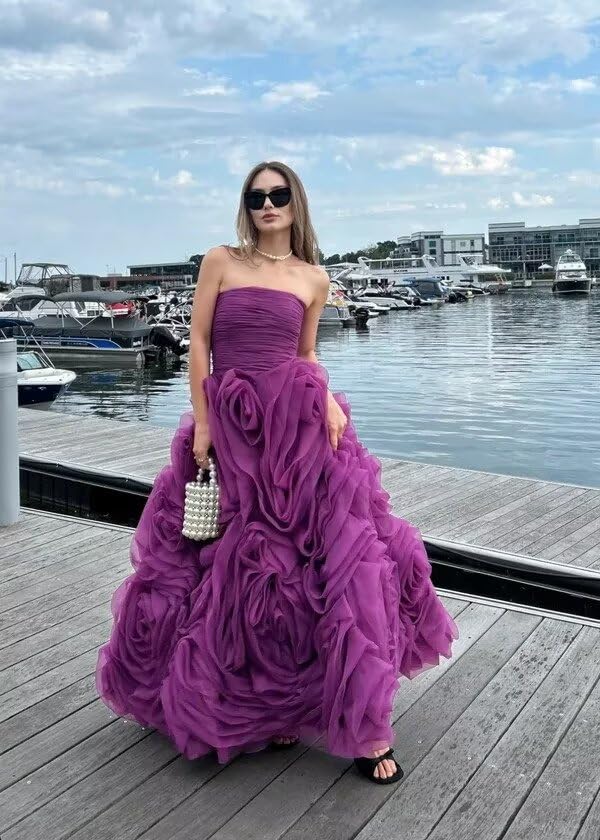 Organza Strapless Evening Gown