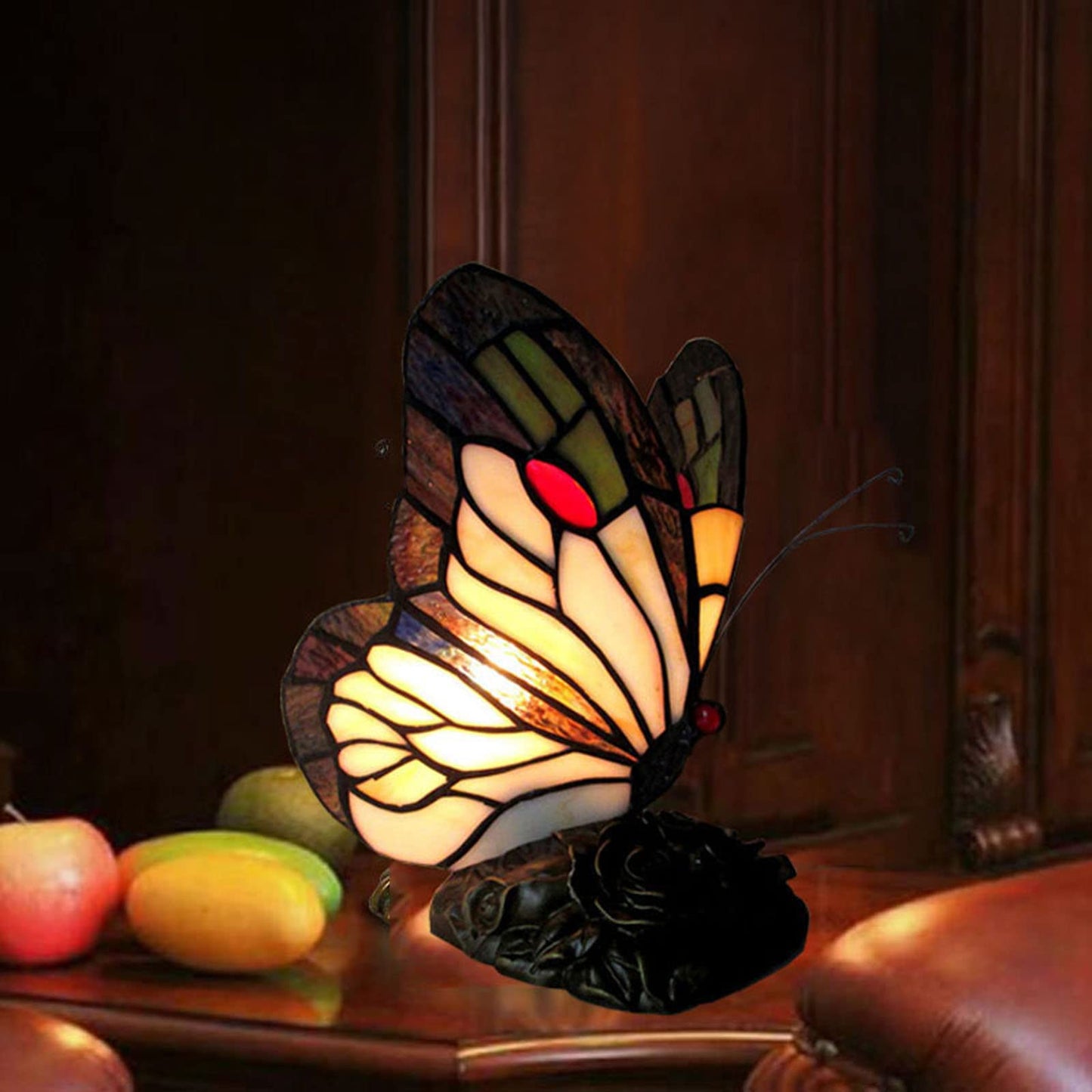 Tiffany Style Blue Fairy Butterfly Nightstand Table Lamps