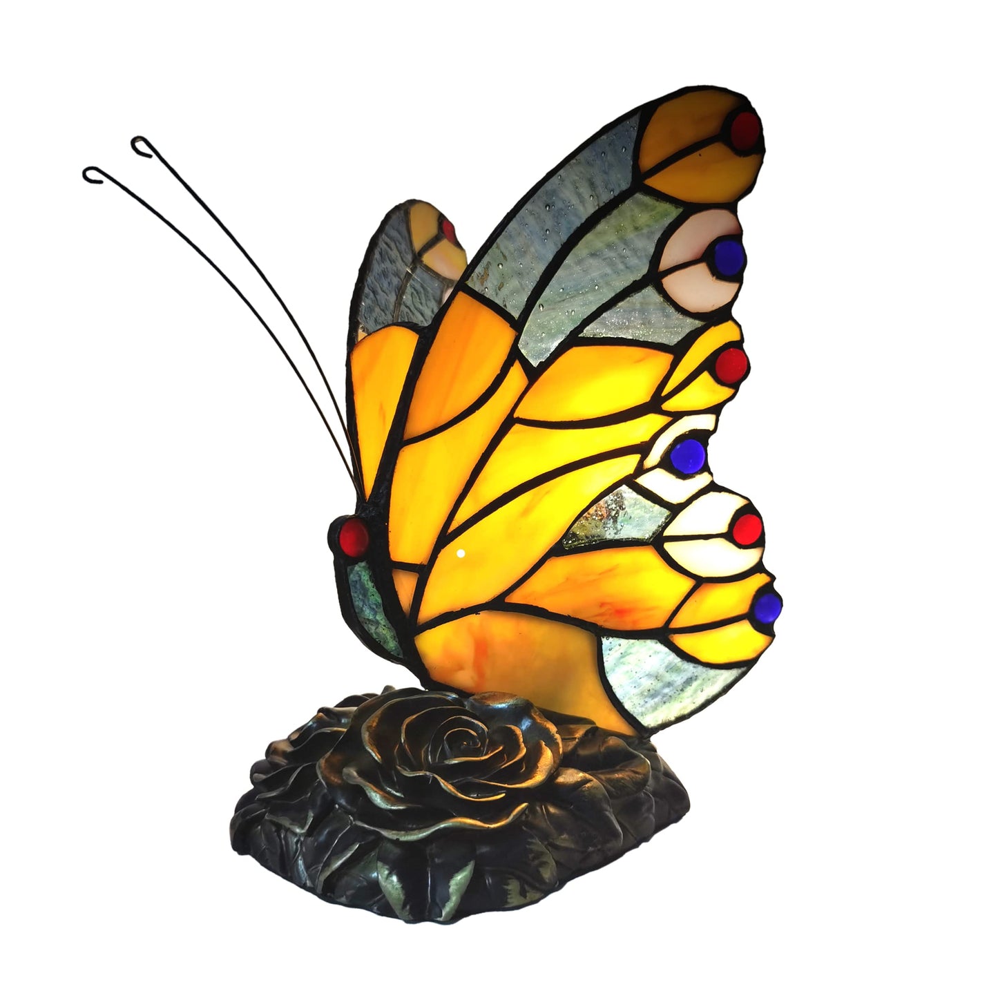 Tiffany Style Blue Fairy Butterfly Nightstand Table Lamps