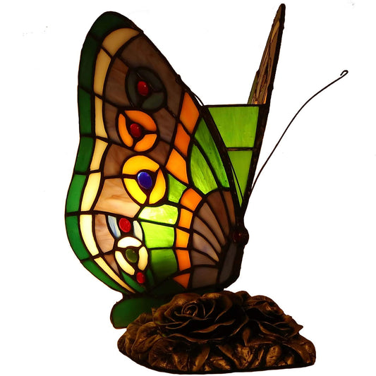 Butterfly Tiffany Style-Stained Glass Accent Table Lamp