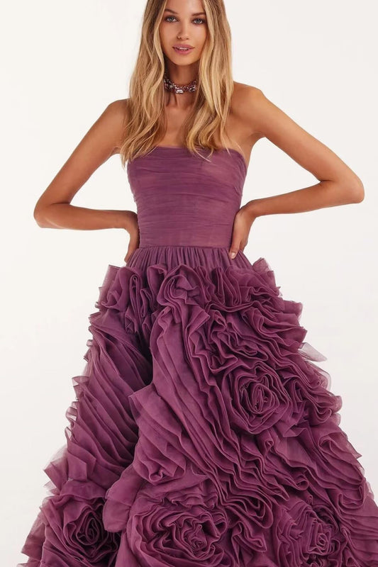 Organza Strapless Evening Gown