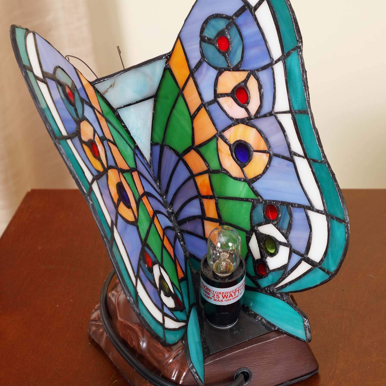 Butterfly Tiffany Style-Stained Glass Accent Table Lamp