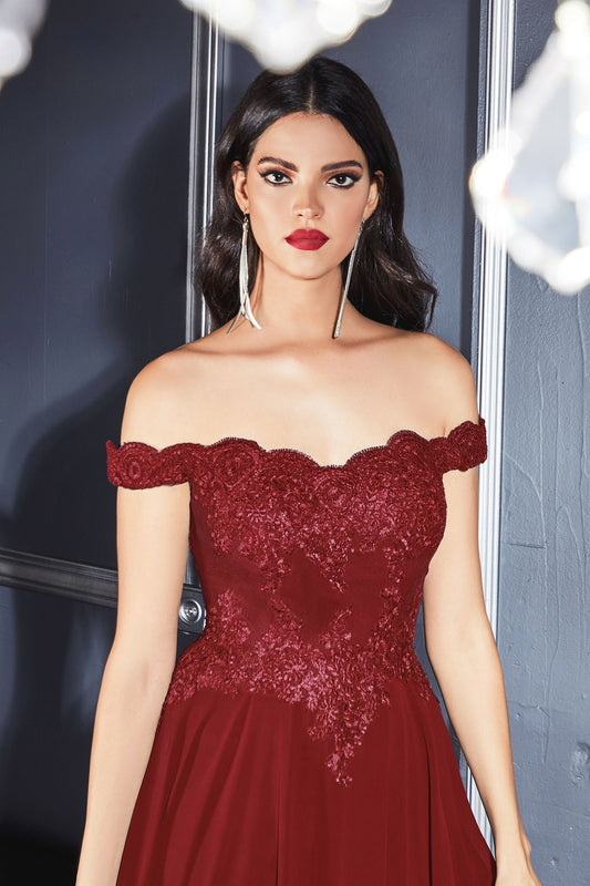 Lace Bodice and Flowy Chiffon Dress