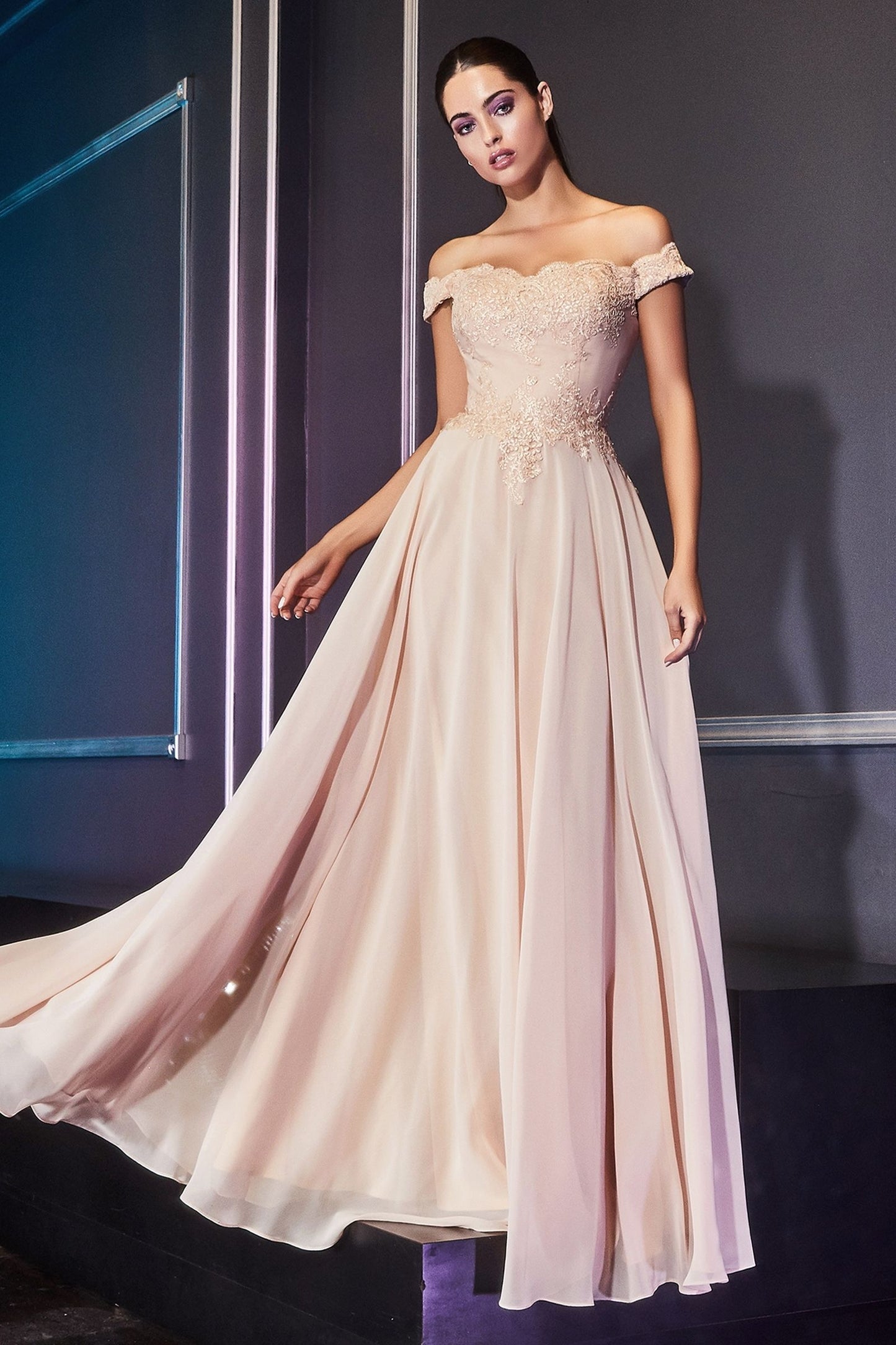 Lace Bodice and Flowy Chiffon Dress