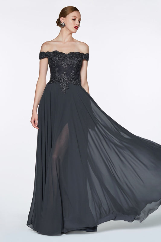 Lace Bodice and Flowy Chiffon Dress