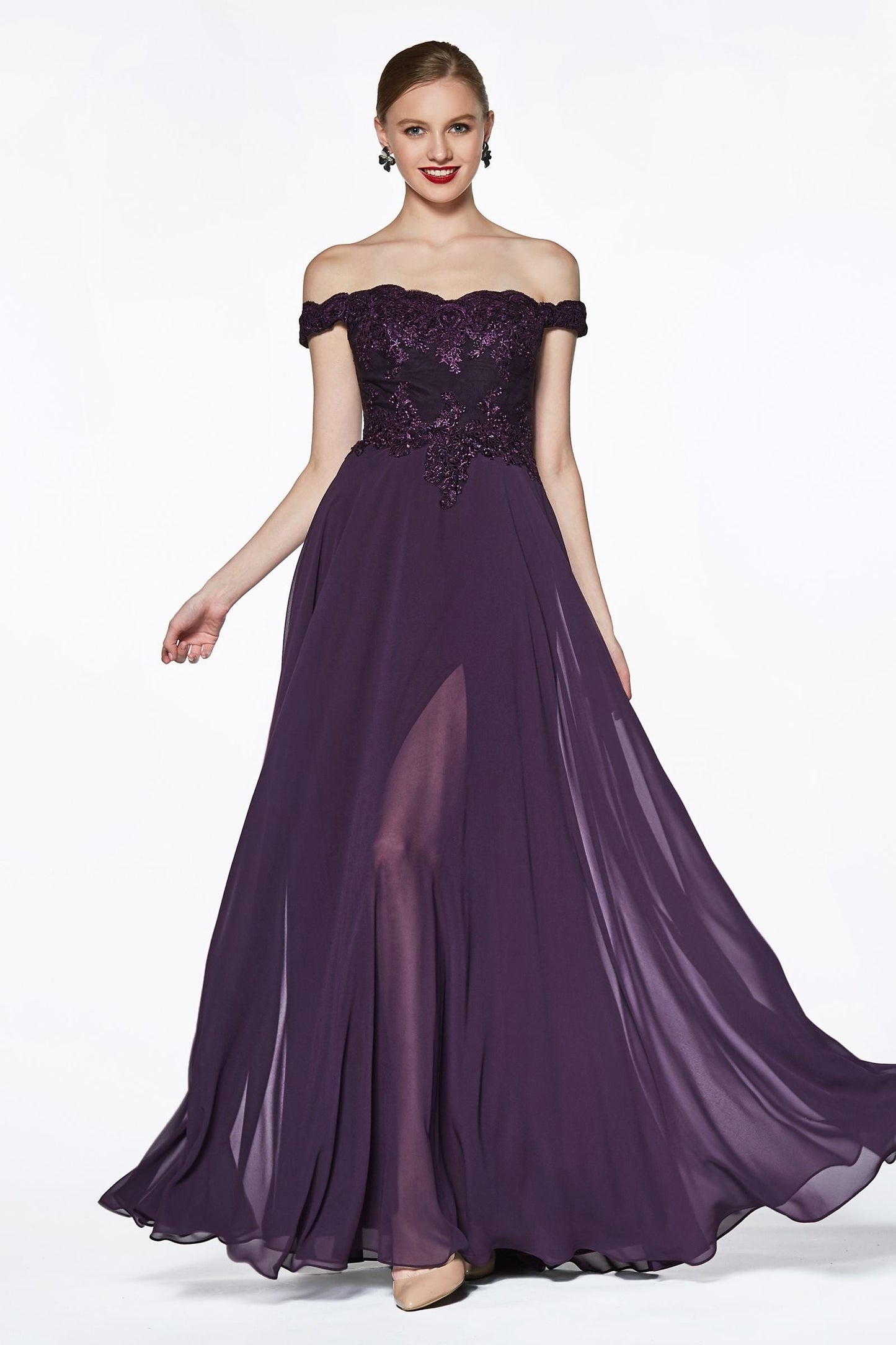 Lace Bodice and Flowy Chiffon Dress