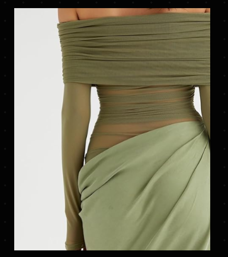 Sheer Off Shoulder Evening Dress