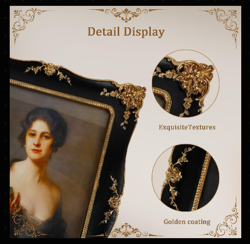 Embossed Vines Design Photo Frame with Easel & Hook